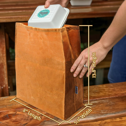 Waxed Canvas Lunch Bags Brown Paper Bag Styled - Classic Updated - Reusable and Washable, Worthbuy Lunch Box for Men & Women