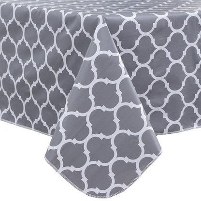 Heavy Duty Vinyl Tablecloth with Flannel Backing Waterproof Oil-Proof Plastic Table Cloth Stain-Resistant Wipeable Rectangle or Square Table Cover for Indoor and Outdoor (Quatrefoil,54x54 Inch)