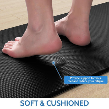 StepLively Kitchen Mat, 2 PCS Kitchen Rugs, Cushioned Kitchen Mats for Floor, Anti Fatigue Kitchen Rug Set, Non-Slip Standing Mat for Kitchen, Office, Sink, 17.3"x30"+17.3"x47", Black