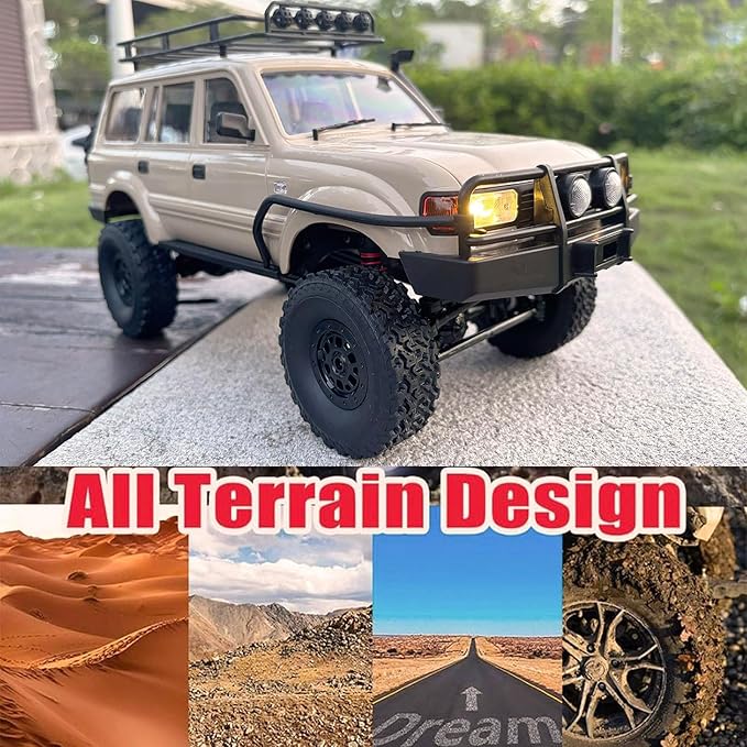 RC Rock Crawler RC Truck 4x4 WPL C54-1 RTR 1/16 Scale RC Crawler Off Road Truck All Terrain with Upgraded Chassis and Shock 260 Motor New Gearbox Bumper Roof Rack Hobby Toy Adult