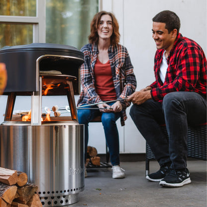Solo Stove Bonfire Pi Fire | Pizza Oven Accessory for Bonfire Fire Pit, Incl. Carry Case & Cordierite Pizza Stone, Wood Burning Assembly, Stainless Steel, (H x Dia): 16.9 x 19.3 in, 19.6 lbs