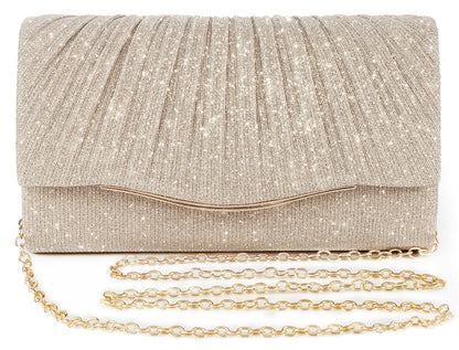 Clutch Purses for Women Formal Dressy Evening Bag Handbags Crossbody Bag for Wedding Cocktail Prom Party Elegance Charm (Champagne)