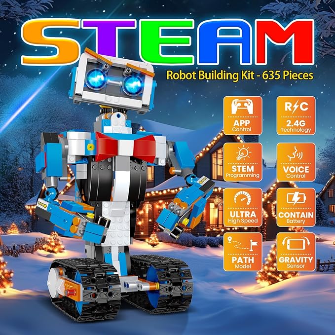 STEM Robot Building Toys for Kids Momspeace Robotics Science Toy for Boys Age 8-12 App &amp Remote Control Robot Rechargeable Learning Toy for Boys &amp Girls Perfect Birthday 635pcs