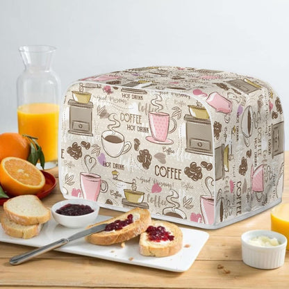 Talayituse Coffee Theme 2 Slice Toaster Covers Dust Protection Bread Maker Covers Toaster Oven Cloth Cover Kitchen Accessories Washable Appliance Cover