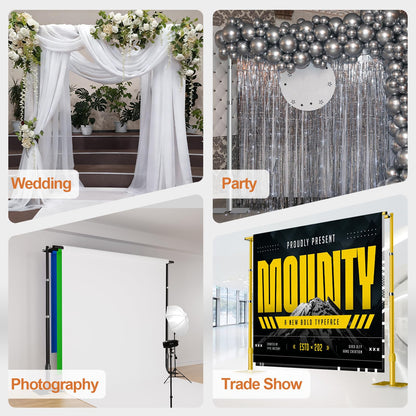 GLOSHOOTING Heavy Duty Backdrop Stand - 10x10ft, Double Crossbar Pipe and Drape Stand Kit, Adjustable Metal Frame for Wedding & Birthday Party Decorations