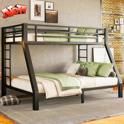 SICONE Stronger & Safer Metal Twin XL Over Queen Size Bunk Bed Frame, Heavy Duty Thickened More Stable Steel Bunkbeds (Greater Weight Capacity) (Twin XL Over Queen)