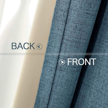MIULEE Blackout Curtains - 100% Thermal Insulated Linen Texture Drapes | Dusty Blue, 52x84 Inch (2 Panels)