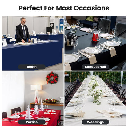 2 Pack Fitted Tablecloth for 6 Foot Rectangle Tables 72 x 30 Inch Black Table Covers Water Resistant Polyester Table Cloth for Wedding, Parties,Display, Trade Show (Black)