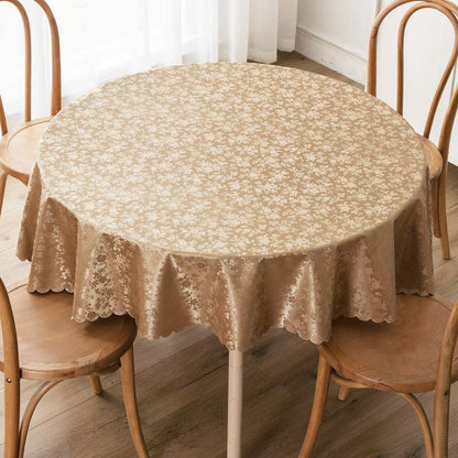 Smiry Round Table Cloth, Waterproof Heavy Duty Vinyl Tablecloths, Wipeable Washable Table Cover for Kitchen and Dining Room (Brown, 70" x 70")