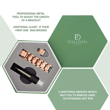 POLLDAN Copper Bracelet 6200 Gauss Power | Mens Bracelet 99.99% Pure Copper | Magnetic Bracelets for Men with Adjustable Fit & Sizing Tool | Stylish Men's Copper Jewelry | Copper Gifts for Him (2X Pure Copper)