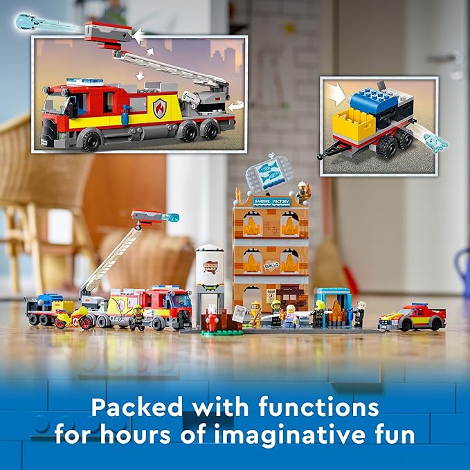 LEGO City Fire Brigade 60321 Building Set with Toy Fire Truck and Five Minifigures. Pretend Play Fire Engine Toy for Kids Boys and Girls Ages 7+