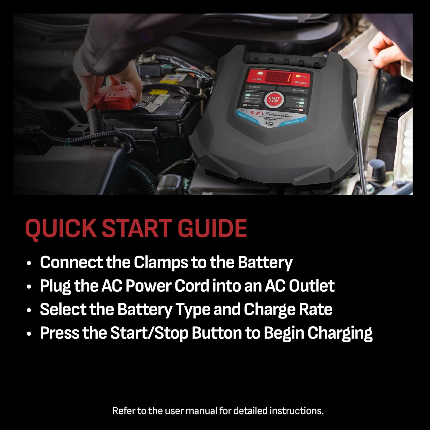 Schumacher Electric Car Battery Charger and Maintainer SC1280 4-in-1, 15 Amp, Fully Automatic for 6v and12v Automobile Batteries - Ideal for Motorcycles, Cars, Trucks, SUVs, Marine Batteries, and More