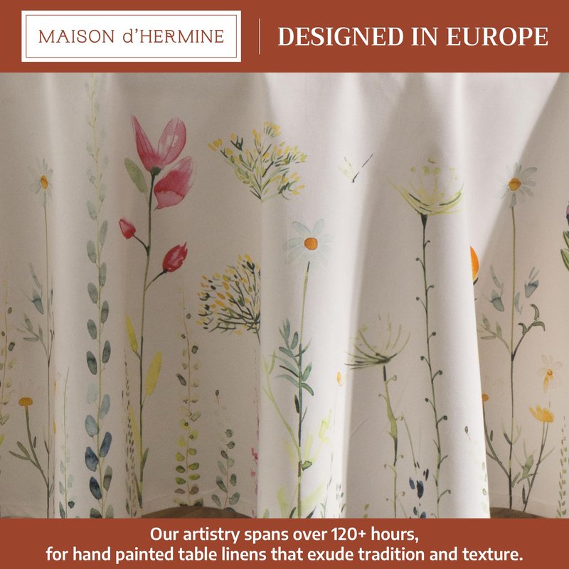Maison d' Hermine Table Cloth Square Table 100% Cotton 60 x 60 Inches Tablecloth Reusable Decorative for Dining Kitchen Room Farmhouse Home Gifts for Mothers Day Spring Summer - Botanical Fresh