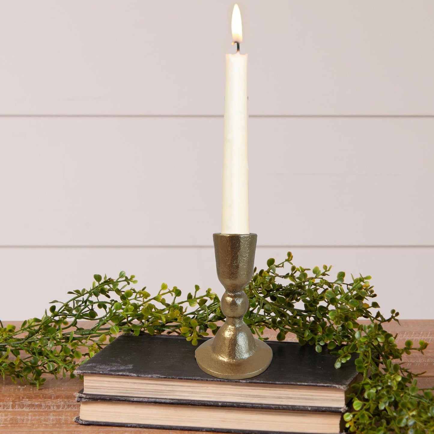 Antique Brass Iron Taper Candle Holders - Candlestick Holder for Weddings, Dining, and Parties, Candle Stand Set of 2