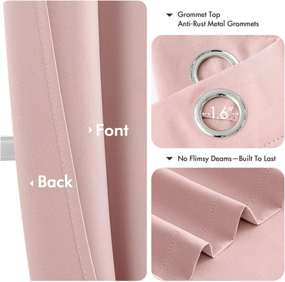 MIULEE Baby Pink Blackout Curtains - Thermal Insulated Room Darkening Drapes | 84 Inches Long, 2 Panels