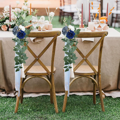 Roahosy Wedding Chair Decorations Set of 6, Artificial Sunflower Aisle Decor Chair Back Flowers for Wedding Ceremony Reception Entryway Church Party Chair Decor