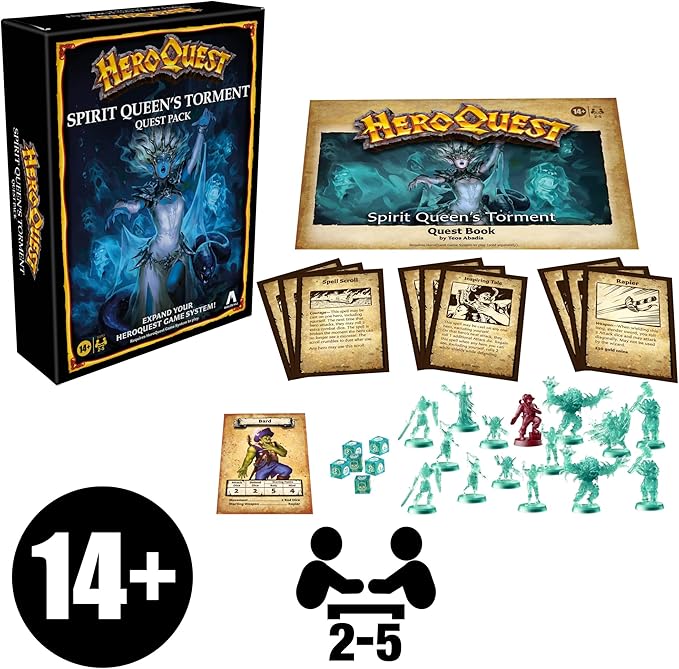 Avalon Hill HeroQuest Spirit Queen's Torment Quest Pack Requires HeroQuest Game System to Play Dungeon Crawler Games Ages 14+ 2-5 Players Strategy Games
