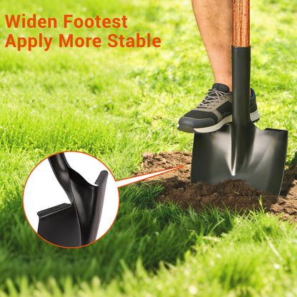 LA ZINNIA 41" Round Shovel, Garden Tool with D-Handle, Shovel for Digging, Wooden Handel Garden Shovel,Beach Shovel, Car Snow Shovel