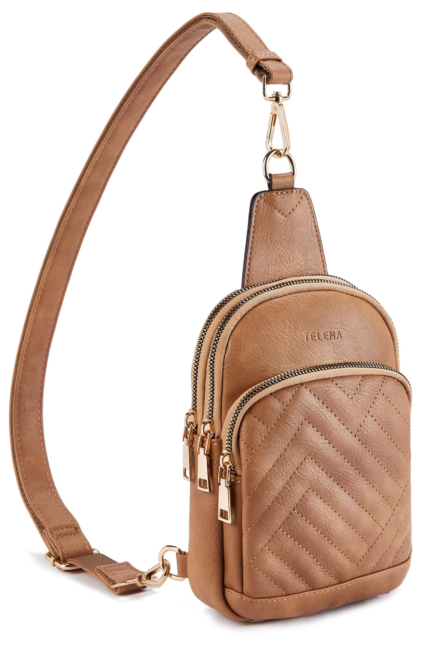 Telena Crossbody Sling Bags for Women, PU Leather Fanny Packs Cross Body Bag for Woman