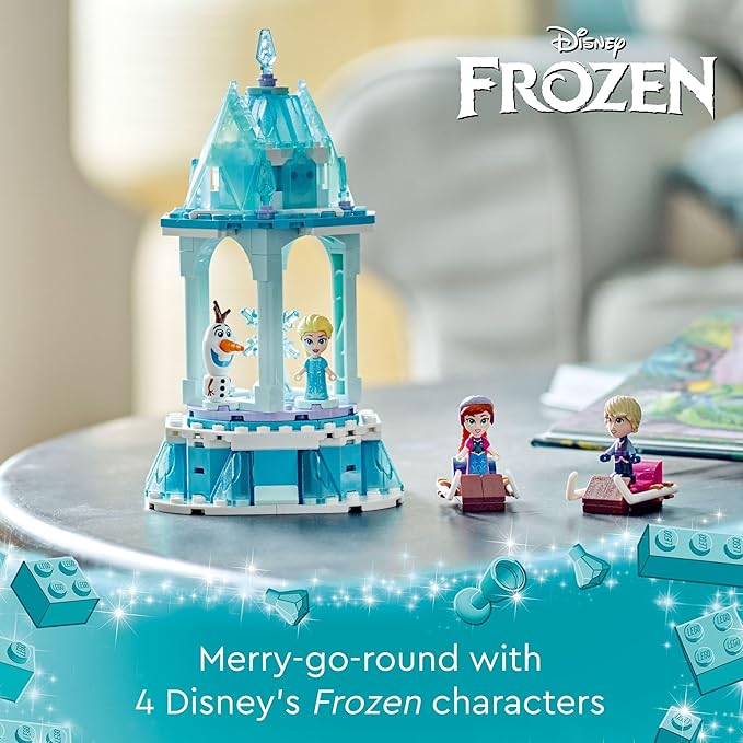 LEGO Disney Frozen Anna and Elsa’s Magical Carousel 43218 Ice Palace Building Toy Set with Disney Princess Elsa Anna and Olaf Great Birthday Gift for 6 Year Olds