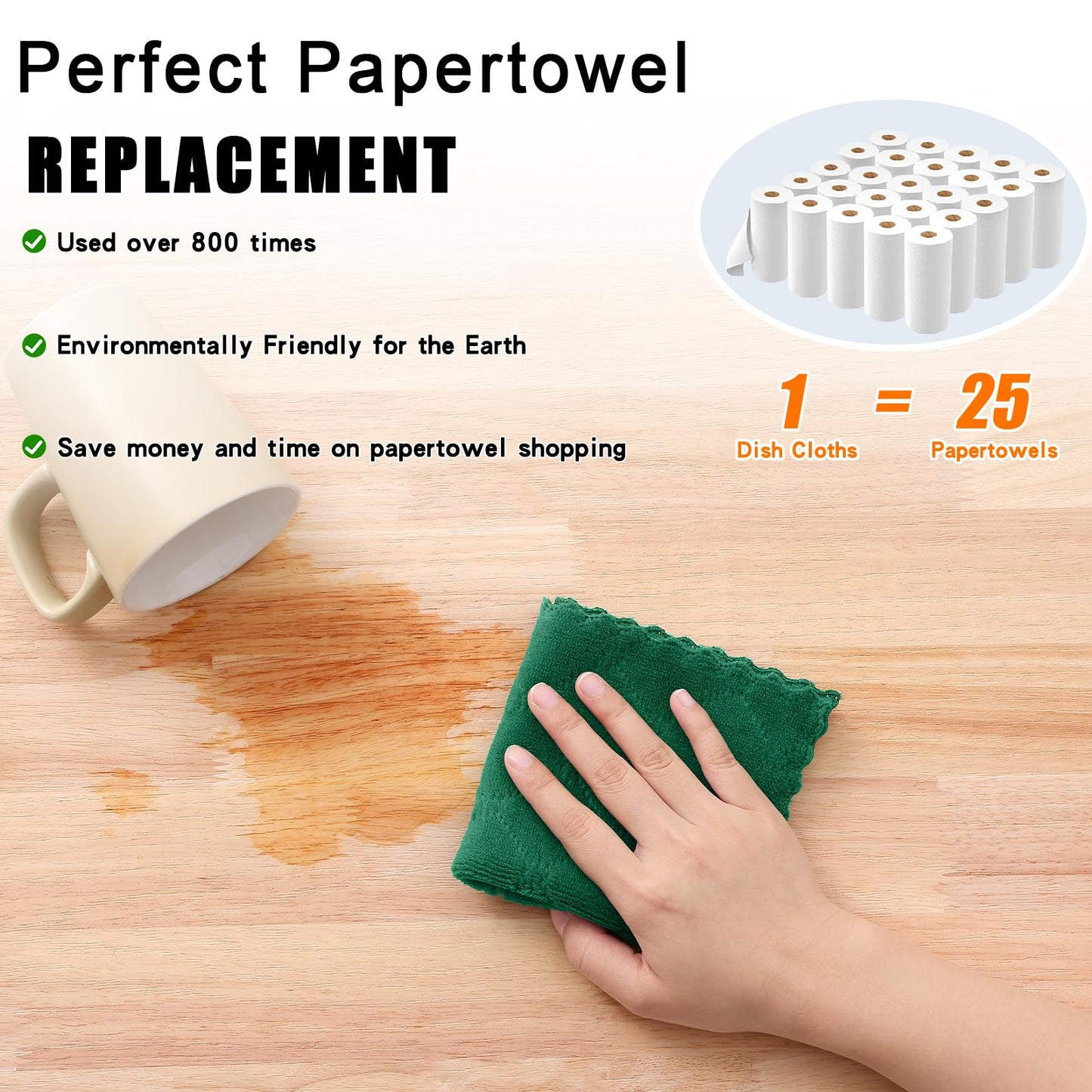Homaxy 12 Pack Kitchen Dish Cloths (10 x 10 Inches, Grey), Super Soft and Absorbent Coral Velvet Dish Towels, Nonstick Oil Fast Drying Microfiber Cleaning Cloth, No Lint Household Dishcloths