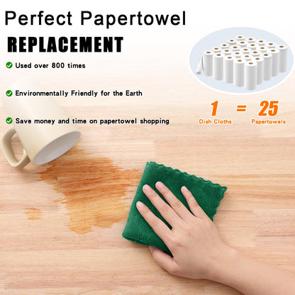 Homaxy 12 Pack Kitchen Dish Cloths (10 x 10 Inches, Grey), Super Soft and Absorbent Coral Velvet Dish Towels, Nonstick Oil Fast Drying Microfiber Cleaning Cloth, No Lint Household Dishcloths