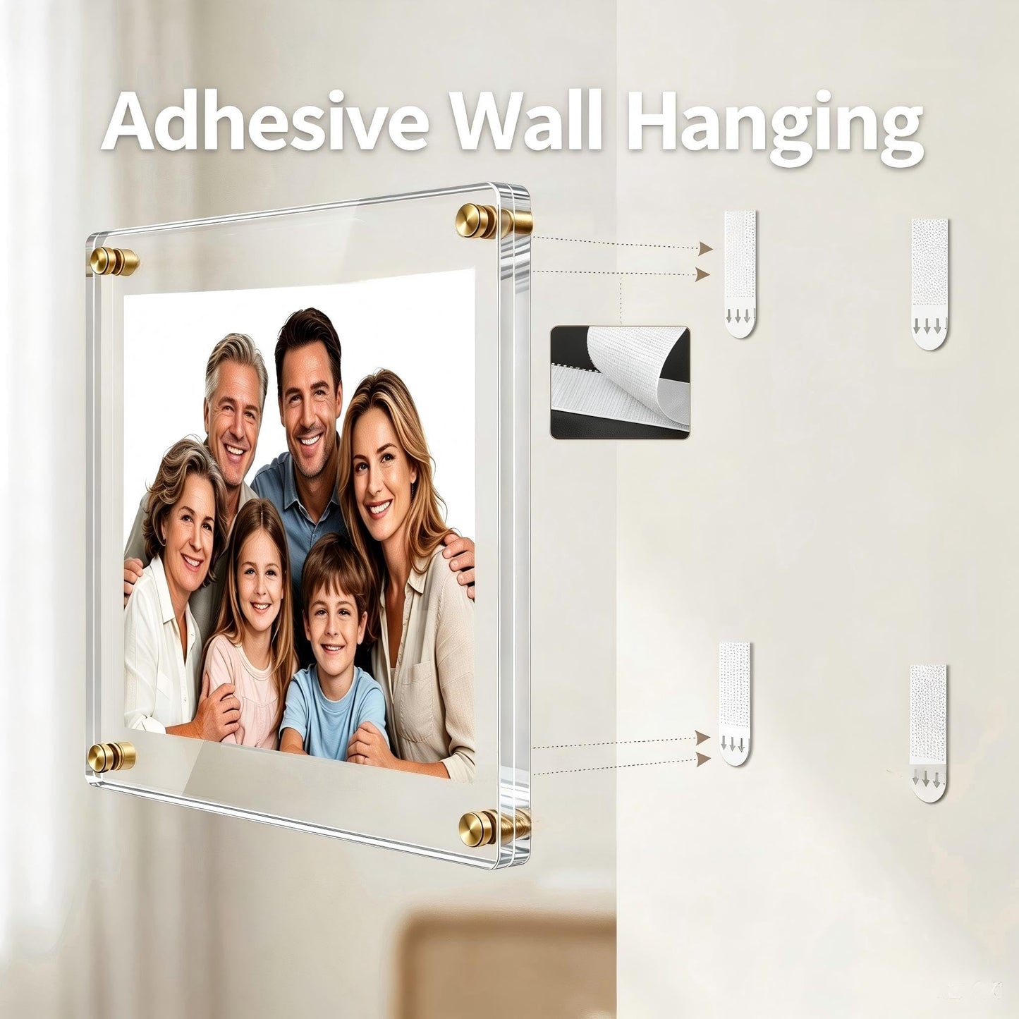 Kalami 3 Pack 11x14 Acrylic Wall Mount Picture Frame Self Adhesive, Floating Frameless Clear Photo Frame for Diploma Certificate Degree Document Display Gallery Wall-Full Frame Size 12.4x15.4