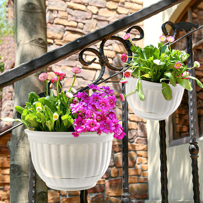 T4U Resin Wall Hanging Planter Marble Gray Set of 4, Wall Mounted Garden Plant Flower Pot Basket Container Indoor Outdoor Use for Orchid Herb Succulent Cactus Home Office Porch Decoration Gift
