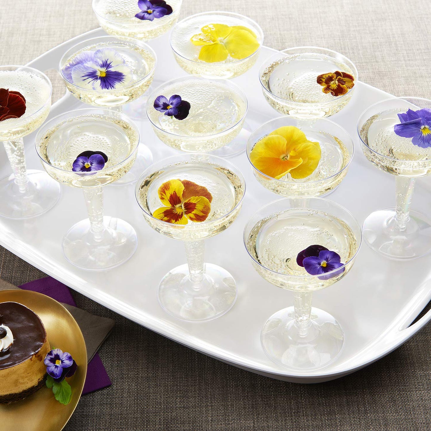 Party Essentials Disposable Hard Plastic Two Piece 4 oz. Toasting Cocktail Cups, 50-Count, Clear Champagne Glasses