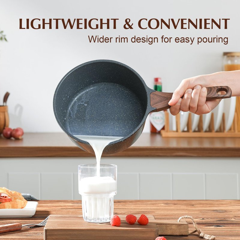 SENSARTE Nonstick Sauce Pan with Lid Saucepan Set, Swiss Granite Coating Sauce Pot Kitchen Cooking Pot Sets, Induction Comptable, Free of Intentionally Added PFOA, 1.5 + 2 QT