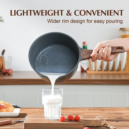 SENSARTE Nonstick Sauce Pan with Lid Saucepan Set, Swiss Granite Coating Sauce Pot Kitchen Cooking Pot Sets, Induction Comptable, Free of Intentionally Added PFOA, 1.5 + 2 QT