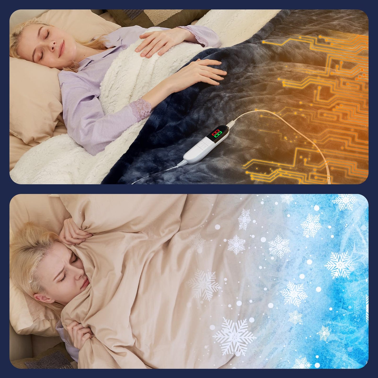 MAXEVE Electric Heated Throw Faux Rabbit Fur Blanket with 8 Heating Levels & 8 Hours Auto Off, Fast Heating Warm Cozy Sherpa Washable Blanket with Over-Heat Protection, ETL Certification, Grey