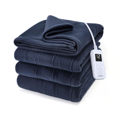 Sunbeam Royal Ultra Fleece Heated Electric Blanket King Size, 90" x 100", 12 Heat Settings, 12-Hour Auto Shut-Off, Machine Washable, Pebble Beige