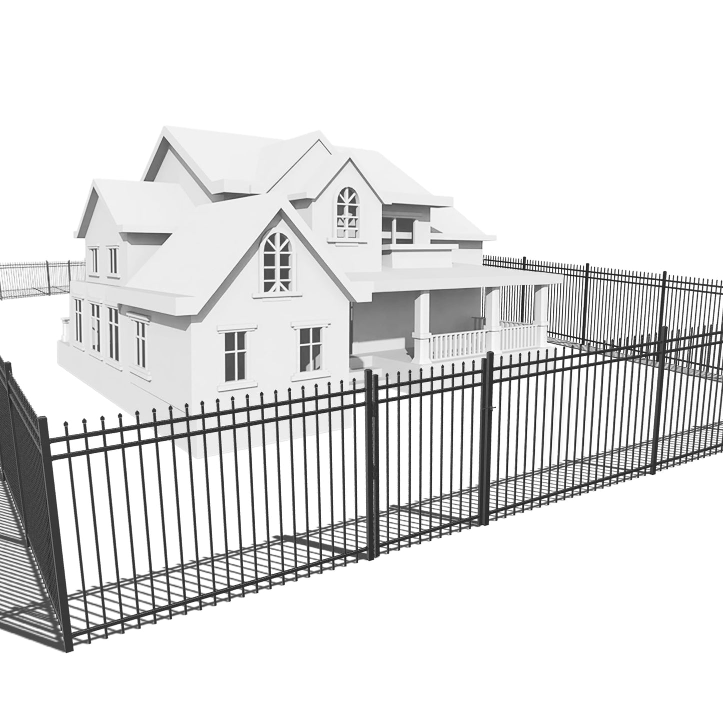 Fencer Wire 76FT Heavy Duty Pinnacle Fence Barrier Kit, Anti-Rust Metal Steel Fence with 5FT Height X 8FT Width Panels, Gate, Posts, Connectors, Outdoor Fencing for Yard, Pool, Patio