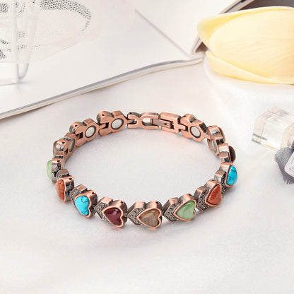 YOIHOJET Copper Bracelet for Women, Magnetic Copper Bracelets, Magnetic Turquoise Copper Bracelets with Adjust Tool