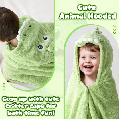 UNEEDE 2Pack Bath Hooded Towel for Kids Green and Blue,Extra Soft and Fast Drying Poncho for Toddlers,Kids Beach Hooded Towel Polyester Size 31 x 47 in,Machine Washable Poncho for Bath Beach Pool