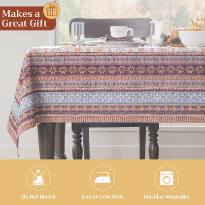 Maison d' Hermine Table Cloth Square Table 100% Cotton 54 x 54 Inches Fall Tablecloth Reusable Everyday Use for Thanksgiving Christmas Decorations Dining Farmhouse Party (Fair Isle)