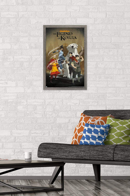 Nickelodeon Avatar: The Legend of Korra - Group Wall Poster, 22.4L" x 14.7W", Barnwood Framed Version