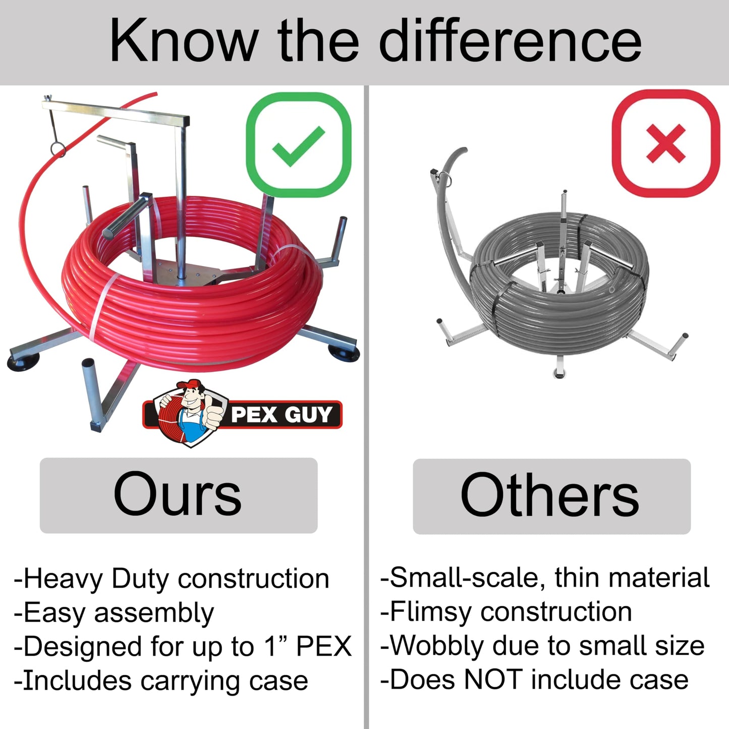 PEX Piping Full Size Uncoiler for 3/8" to 1" PEX Tubing, Radiant Potable Water Applications PEX GUY