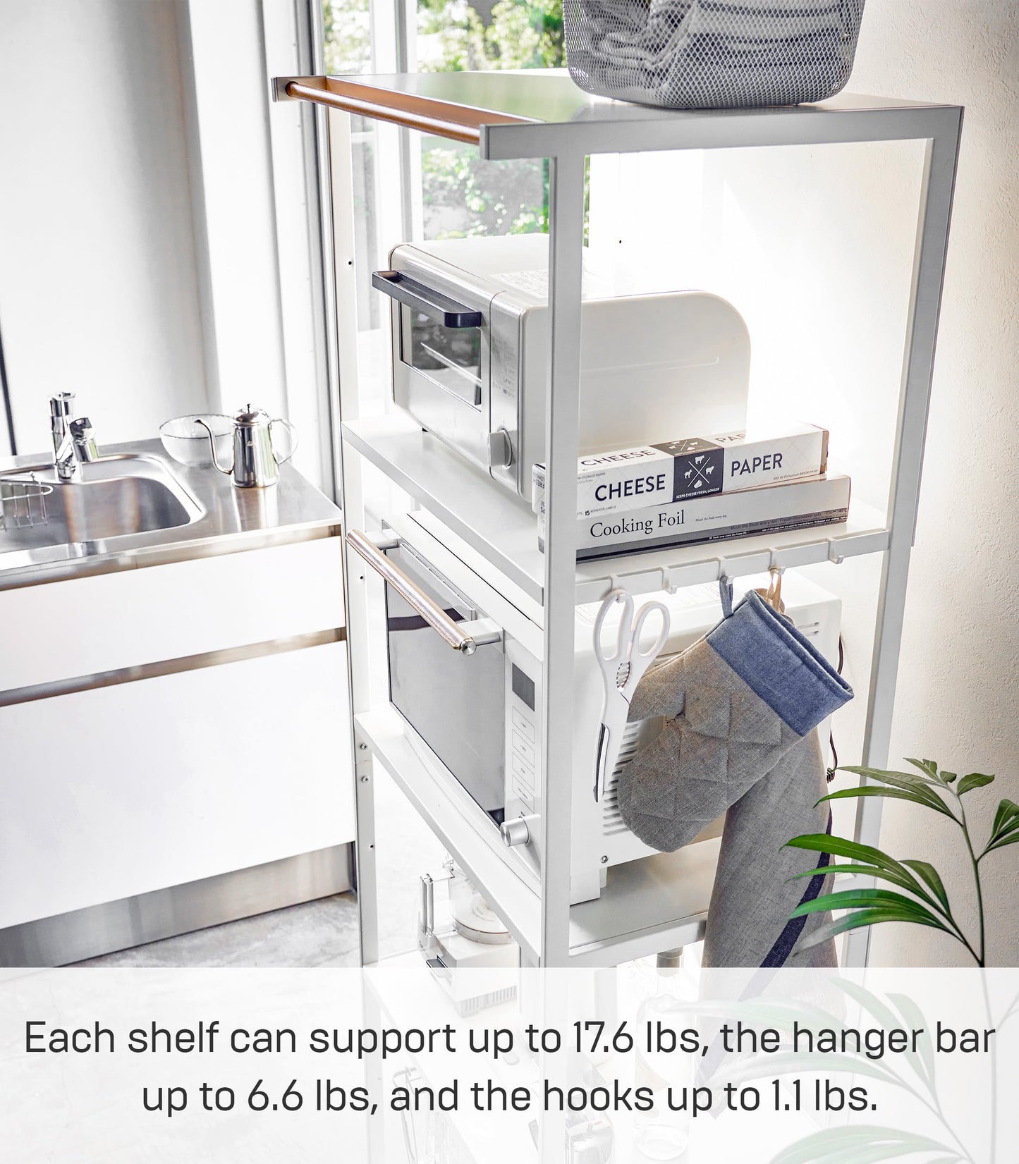 Yamazaki Home Kitchen Appliance 3 tier Storage Rack-Standing Organizer Shelves, One Size, Black