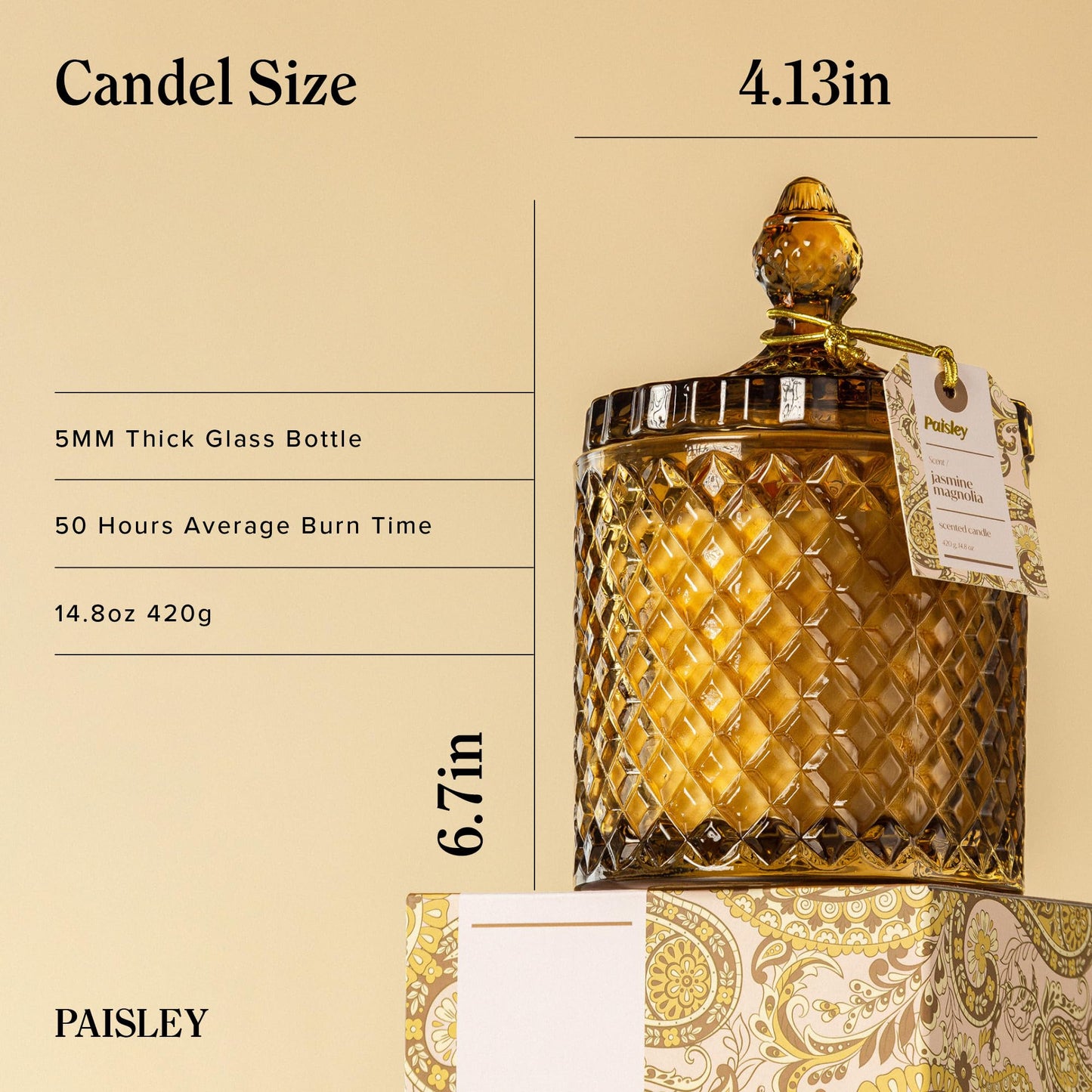 Hidden Label Large Decorative Jar Candle,Wood Wick Jasmine& Magnolia + Lemongrass Ginger Scented Candle.Soy Wax Candle for Home Scented