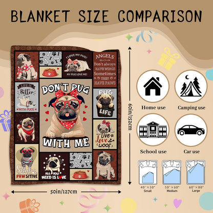 CIUGOIG Pug Gifts for Pug Lovers Blanket 50"x60"- Pugs Themed Gifts for Women/Owners Stuff - Birthday Ideas for Pugs Dog Throw Blanket for Kids & Adults