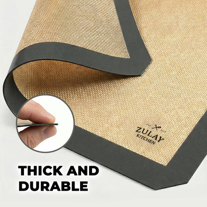 Zulay Kitchen Silicone Baking Mat Set – 2-Pack 16.5″ × 11.6″ Reusable Non-Stick Silicone Baking Sheets, Food-Safe, Heat-Resistant up to 250°F – Perfect for Cookies, Pastries & Oven Use (Dark Gray)