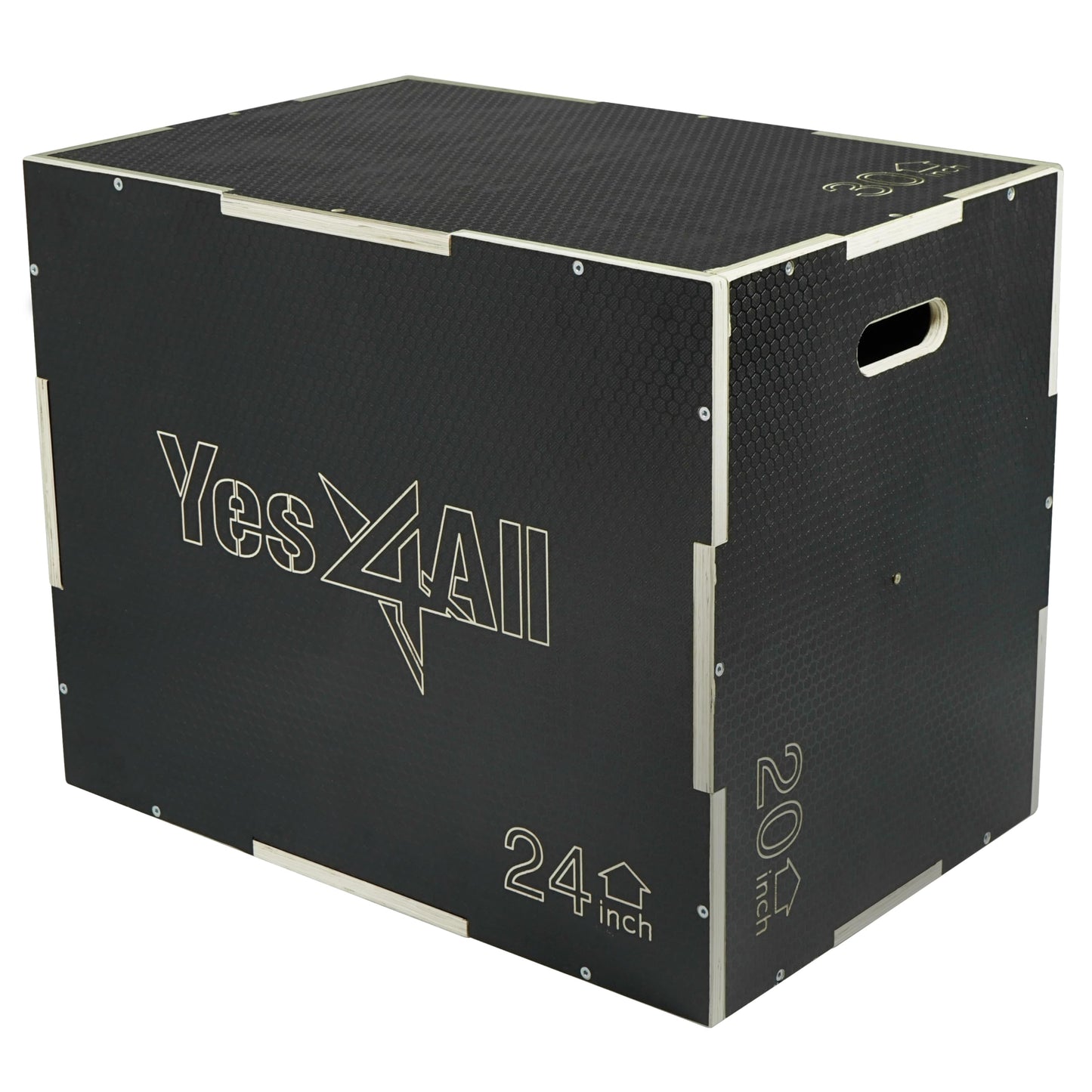 Yes4All 3 in 1 Non-Slip Wooden Plyo Box - Black - 30 x 24 x 20