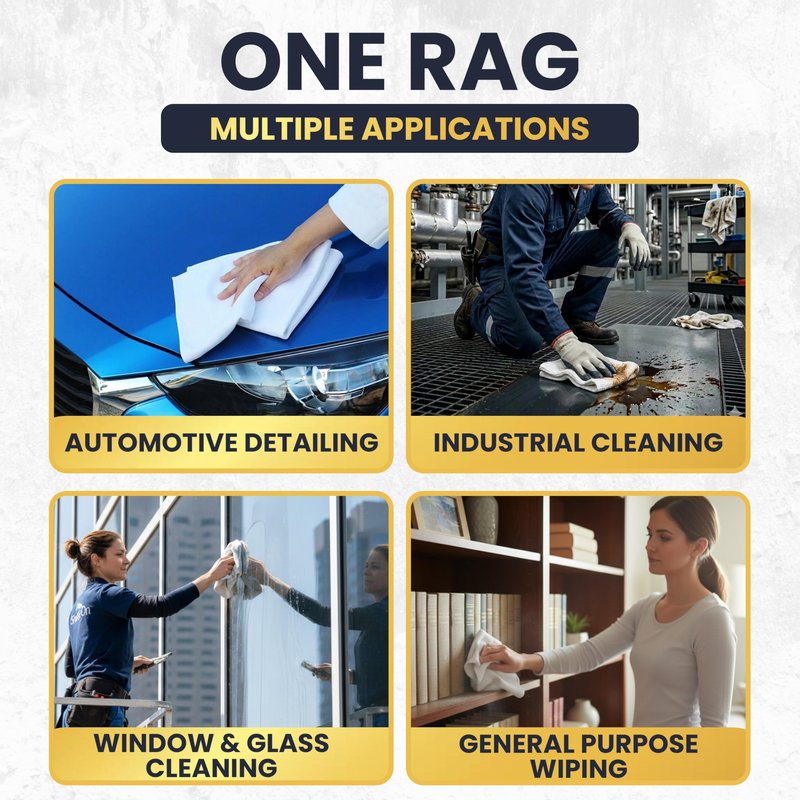 SupremePlus Premium New White Cotton Knit T-Shirt Rags (10 lbs. Box of Rags) - Lint-Free, Soft & Absorbent Cleaning Cloths for Auto, Paint, Garage, Staining & Polishing