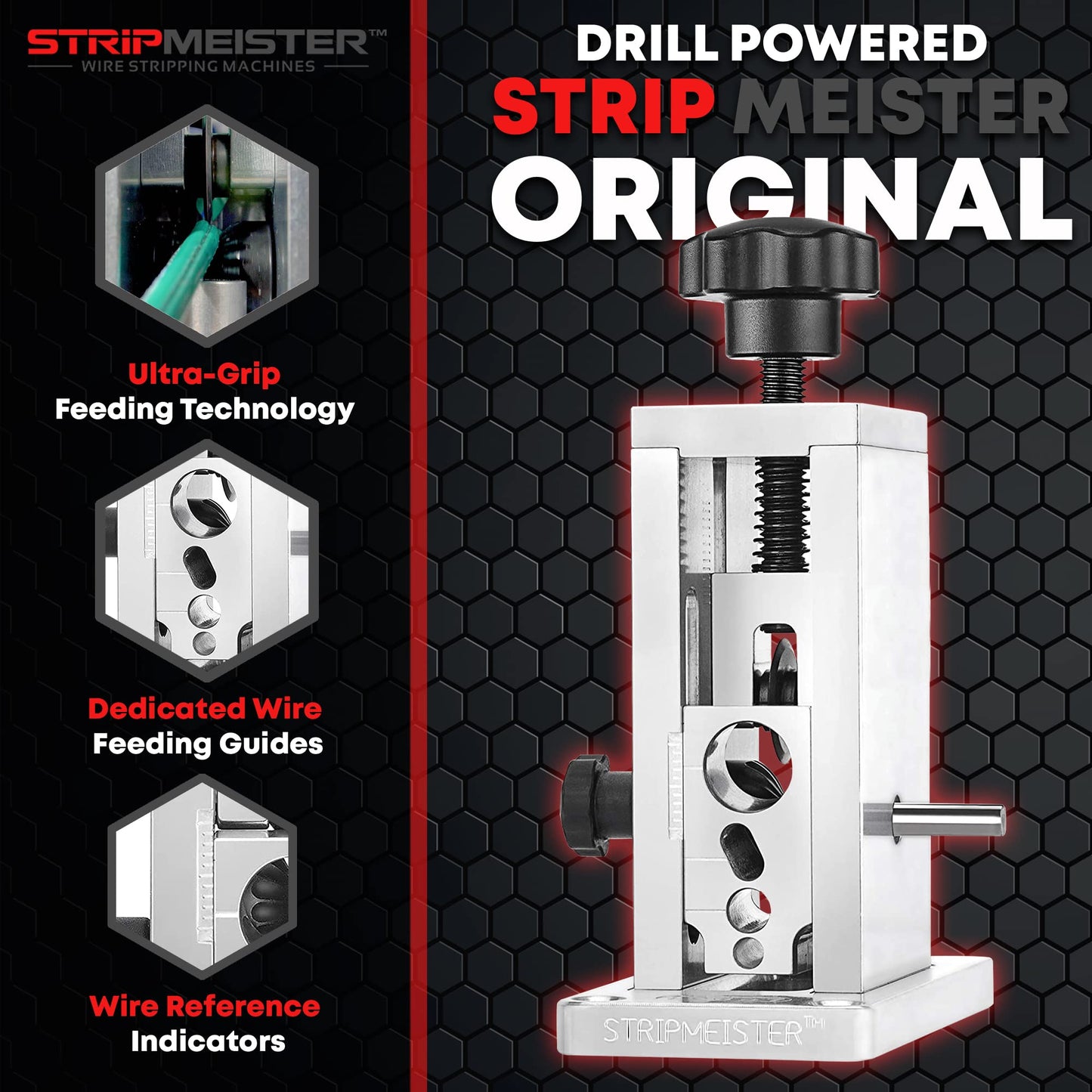 StripMeister Original Wire Stripping Machine & E250 Feeder Replacement - Drill Powered Wire Stripper, Wire Stripper Tool & Ultra-Grip E250 Feeder & Shaft Replacement, Wire Stripping Made Easy (Bundle)