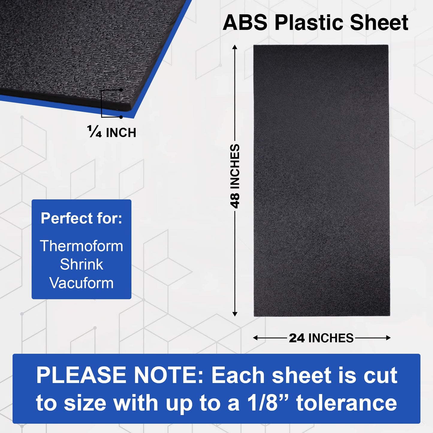 Duco ABS Plastic Sheet 1/4" (6mm) Thick 24" x 48" - 4 Pack of USA-Made Textured & Matte ABS Black Sheet - Heat Moldable Plastic Panel for Home Decor, Crafts, Robotics, DIY Projects and Industrial