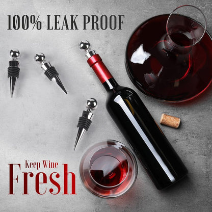4Pcs Wine Saver Wine Stopper Wine Bottle Plug with Silicone Reusable Wine Corks, Expanding Beverage Bottle Stopper, Reusable Bottle Sealer Keeps Wine Fresh