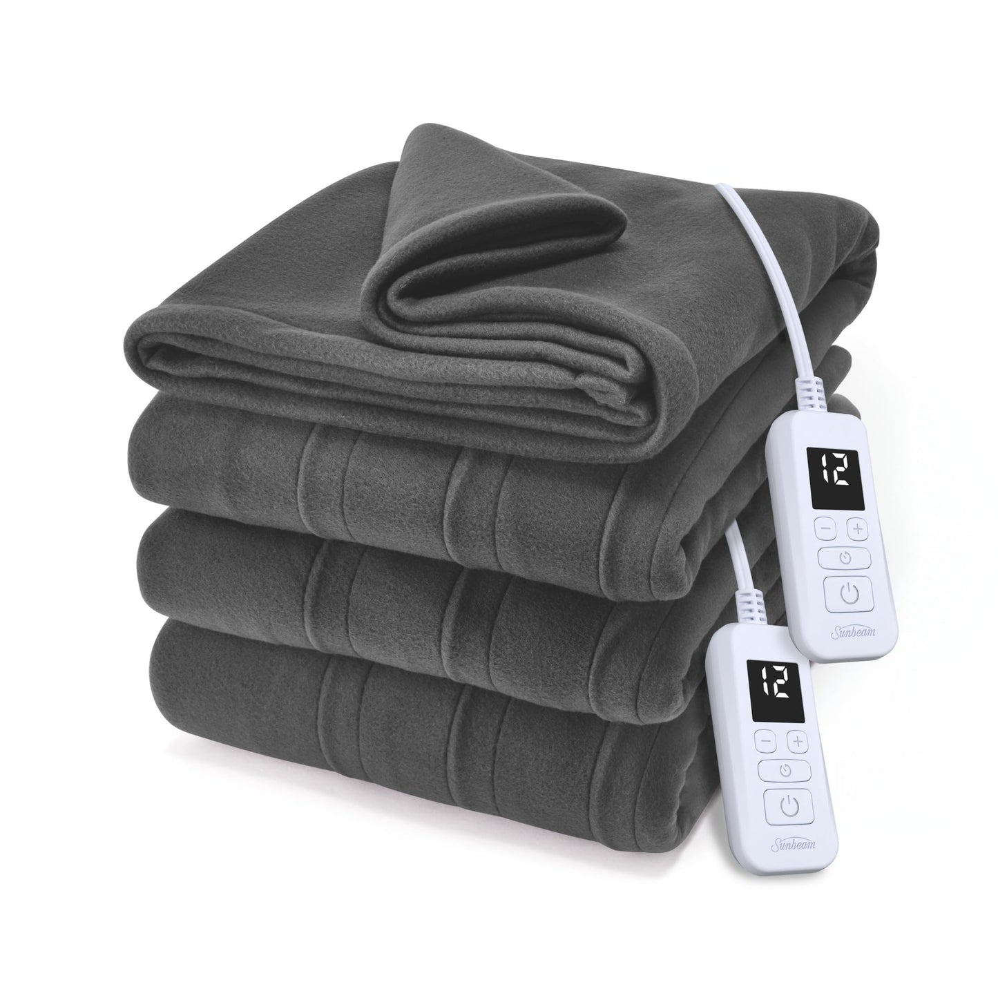 Sunbeam Royal Ultra Fleece Heated Electric Blanket King Size, 90" x 100", 12 Heat Settings, 12-Hour Auto Shut-Off, Machine Washable, Pebble Beige