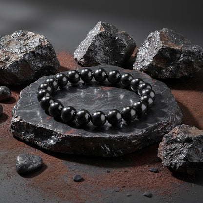 PEALICIOUS Hematite Bracelet for Men, 10MM Magnetic Bracelet with Natural Hematite Beads as Mens Anniversary Jewelry Gifts, Black Magnet Jewelry with Energy Stone for Balance Power Inspirational Gift